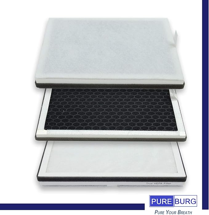 PUREBURG PEAIRFIL Replacement Filter Compatible with Pure Enrichment PureZone Air Purifier PEAIRPLG,2-Pack H13 HEPA Activated Carbon 4-Stage Filtration