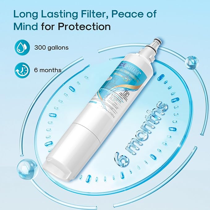 ICEPURE Alkaline 5231JA2006A Refrigerator Water Filter Replacement for LG LT600P, kenmore 9990, KENMORECLEAR 46-9990, FML-2, 5231JA2006B, WF300, R-9990, WFC2001, LSC27931ST, Enhances PH, 4Pack