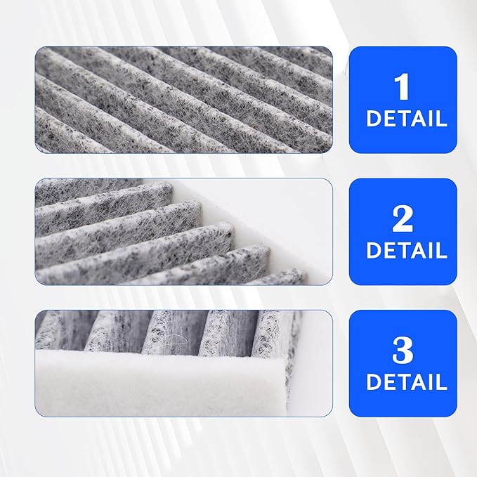 68223044AA Cabin Air Filter with Activated Carbon Compatible with Chrysler 200 2015-2017, Jeep Cherokee 2014 2015 2016 2017 2018 2.4L 3.6L Replacement for CAF1918P