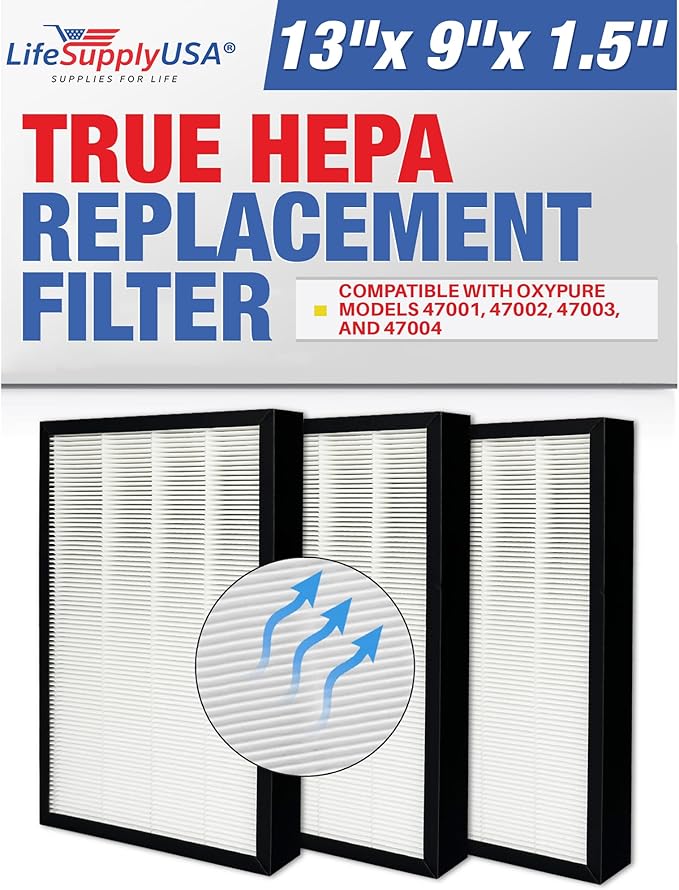 47001 HEPA + Carbon Filter Replacement Compatible with NuWave OxyPure Models 47001, 47002, 47003, 47004-2-in-1 Air Purifier Filter Set by LifeSupplyUSA
