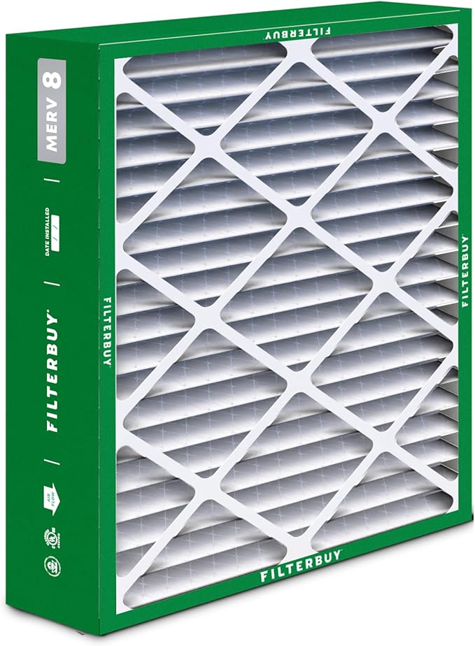 Filterbuy 20x23x5 Air Filter MERV 8 Essential Dust & Allergy Defense (3-Pack), Pleated HVAC AC Furnace Filters for Bryant, Carrier, BDP, Day & Night, and Payne (Actual Size: 19.81 x 22.56 x 4.25)