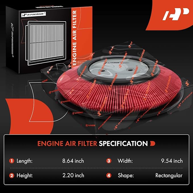 A-Premium Engine Air Filter Compatible with Nissan D21 Pickup, Frontier, Pickup, Xterra 1990-2004, L4 2.4L, Replace# 16546-86G00