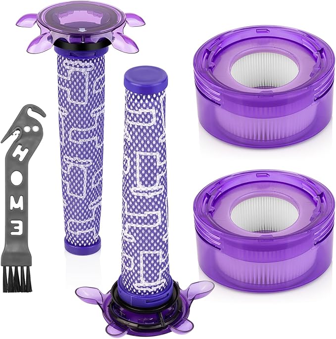 Upgraded V8 Vacuum Filter Replacement Kit for V7 V8 New Version Car+Boat handheld Vacuum Animal Extra SV25 SV10, 2 Star Pre-Filters and 2 HEPA Post-Filters Replace Part No. 965661-05 & 967478-05