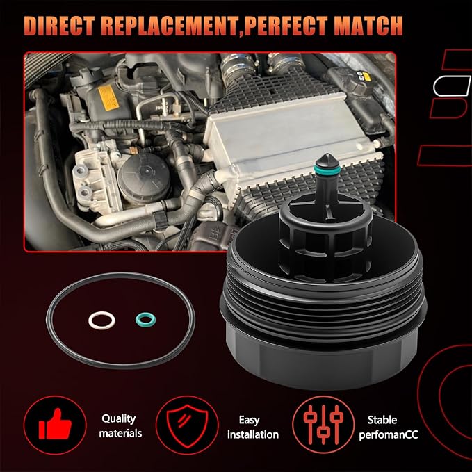 Oil Filter Housing Cover Cap Compatible With BMW Vehicle 128i 135i 528i 528i 328i 335i 530i 740i X3 X5 X6 2006-2016 Replace# 11427525334 Engine Oil Fitter Cover
