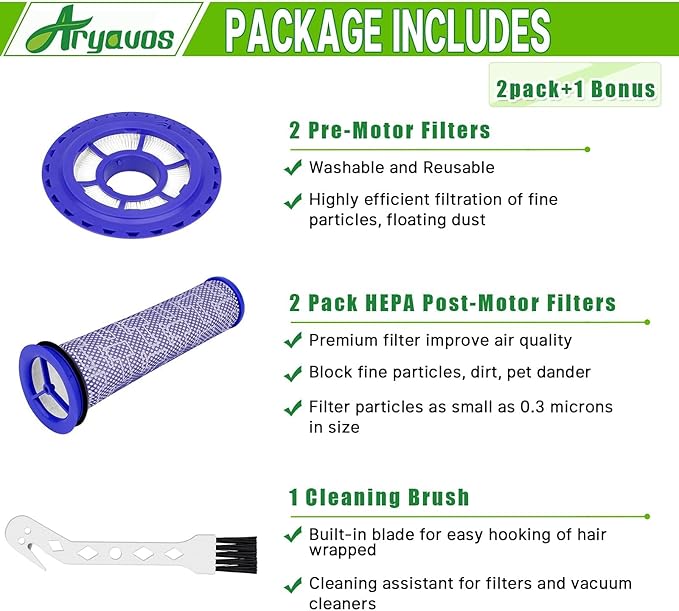 Filter Replacements for dy.son Ball Animal 2, DC65 DC41 UP13, Ball Vacuums Ball Animal 3, DC66 UP20 UP30 Multi Floor for dy.son, 2 HEPA Post Filters & 2 Pre Filters, Replace Part#920769-01 & 920640-01