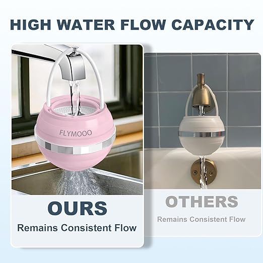 Bath Filter for Tub, Bathtub Faucet Water Filter with 8 Stages & 2,500 Gallons of Filtration to Reduce Contaminants for Softer, Smoother Skin (Pink)