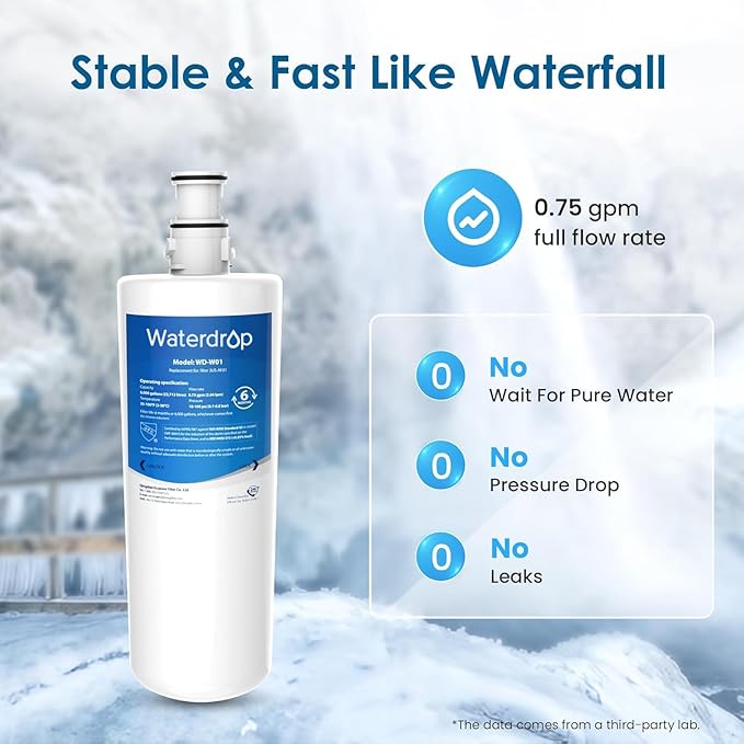 Waterdrop 3US-AF01 Under Sink Water Filter, Replacement for Standard Filtrete® 3US-AF01, 3US-AS01, Aqua-Pure AP Easy C-CS-FF, WHCF-SRC, WHCF-SUFC, WHCF-SUF, NSF/ANSI 42 Certified, Pack of 3