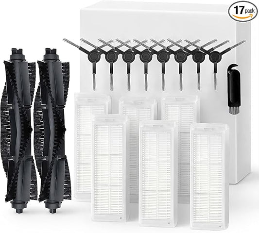 WVCR200S Accessories Kit for WYZE Robot Vacuum Cleaner WVCR200S Replacement Parts Kit, 2 Main Roller Brush, 6 Hepa Filter, 8 Side Brush, 1 Cleaning Tools (17PCS)