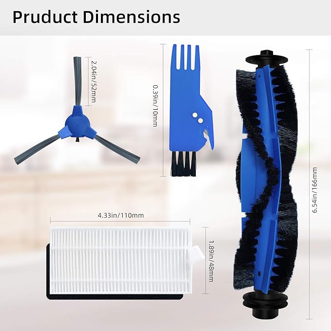 Spare Accessories Compatible with eufy 11S, 25C, 30C Slim Robotic Vacuum Cleaner NOT for Max/G/L Series Replacement Parts Include: 1 Roller Brush 6 Edge Brushes 6 Filter Foam Kit