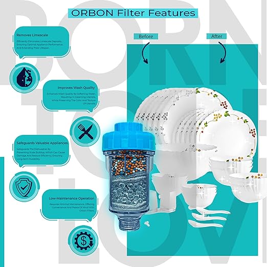 Inline Filter for Dishwashers – Hard Water Softener & Descaler | Prevents Scale, Rust, Sediment | Easy DIY Tap Inlet Installation | 3/4" MNPT - FNPT Thread | 1 Unit