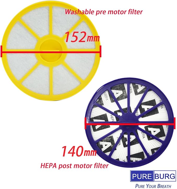 PUREBURG DC14 Replacement HEPA Filter Set Compatible with Dyson DC14 DC15 Series Animal All Floors vacuum cleaner,Part 901420-01 905401-01 923480-01, Pre-Motor & Post-Motor HEPA Filter & Seals