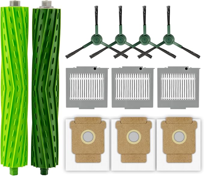 (12 Pack) Max 705 Vac Replacement Parts Compatible with iRobot Max 705 Vac/Plus 504 Vac Robot Vacuum, 2 Roller Brushes, 4 Side Brushes, 3 HEPA Filters, 3 Dust Bags, Accessories Kit