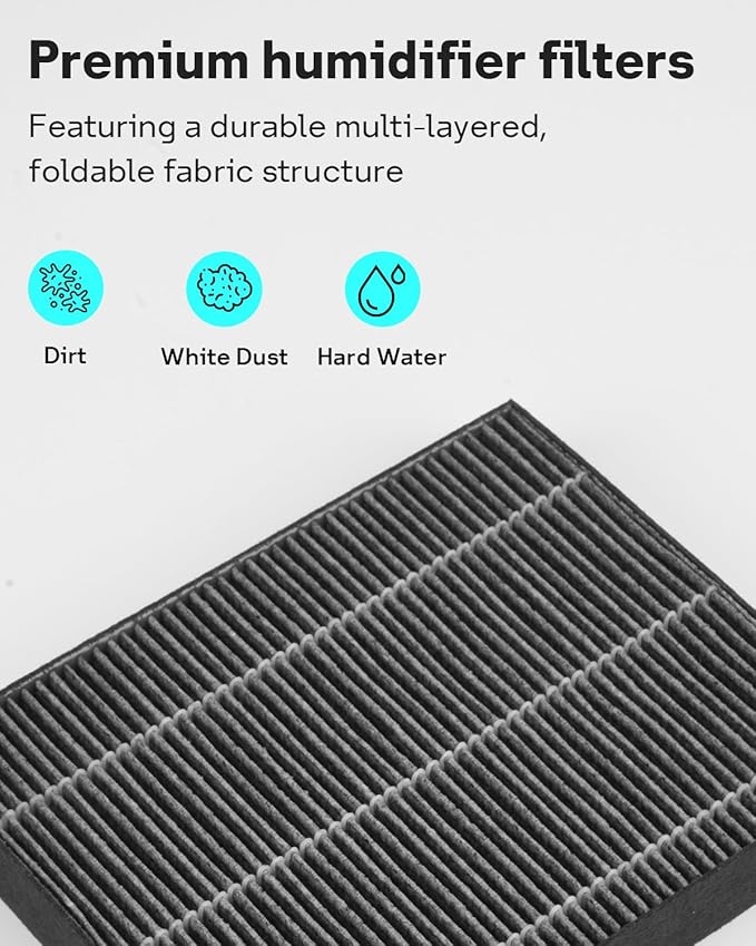 Leemone 8-Pack Replacement Filters for LEVOIT Superior 6000S Smart Evaporative Humidifier, Captures Large Particles & Minerals, Gray