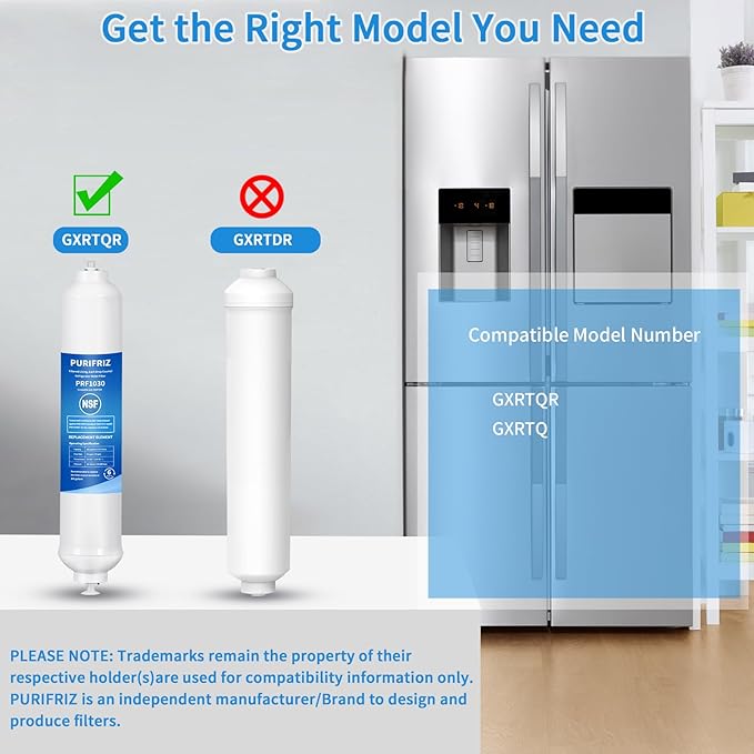 Updated 3 Pack GXRTQR Inline Water Filter Compatible with GE GXRTQR, GE GXRTQ, Remove Chlorine, Fluoride, Limescale and More, NSF/ANSI 42&372 Certified, 6 Month / 300 Gallon