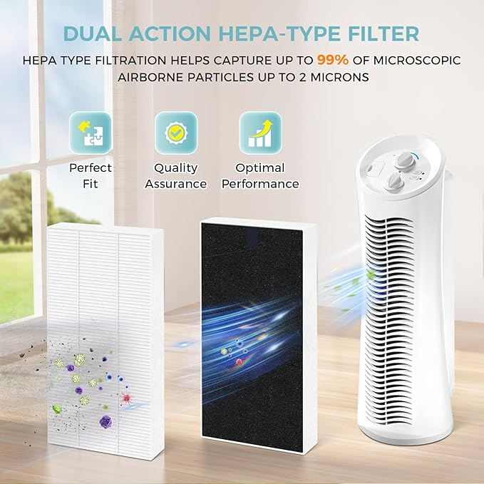 6 Pack Filter U for Febreze Air purifier Filter Replacement Dual Action HEPA-Type FRF102B, Models FHT170, FHT180, FHT190 and Fit for Honeywell HEPAClean U Filter HRF201B, Models HHT270, HHT270W,HHT290