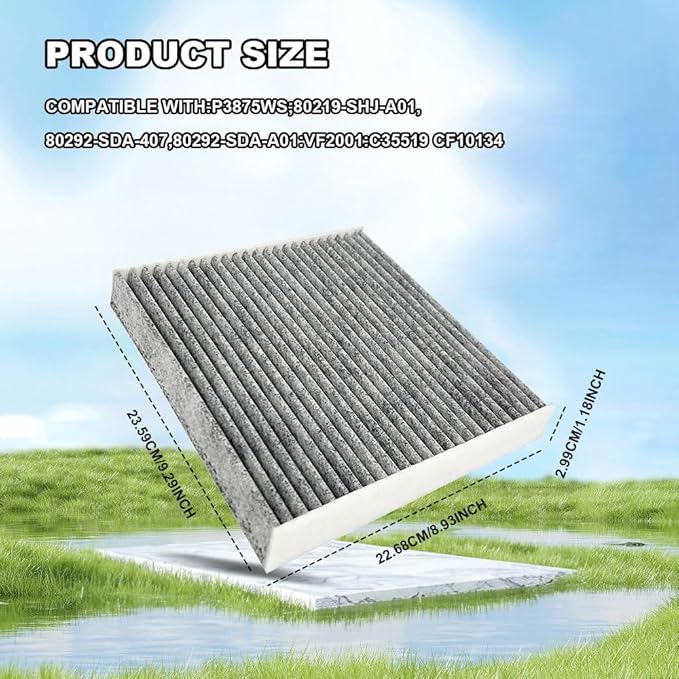 Car Fresh Breeze Air Filter Replacement for Car Passenger, Premium Cabin Air Filter with Activated Carbon, Auto Compartment Air Filters Fit for Acura, Civic, CR-V, Odyssey, CSX, Replaces CF10134