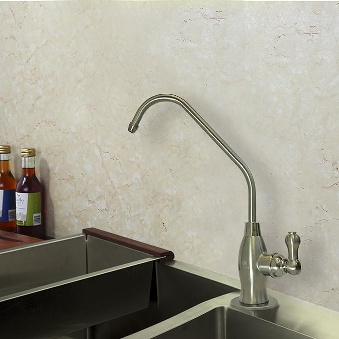 Aquaboon Brushed Nickel Kitchen Sink Faucet - Stainless Steel Reverse Osmosis Water Filter Faucet - Non-Air Gap Sink Water Dispenser with Single Knob