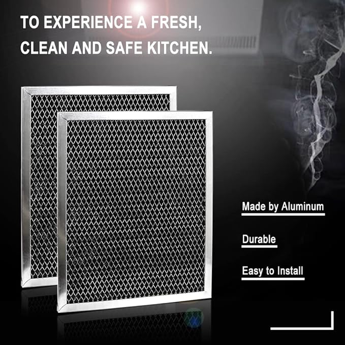 97007696 Range Hood Filter Charcoal Odour Filter for Range vent hood (8 3/4" X 10 1/2" X 3/8")-2 Pack by Cenipar