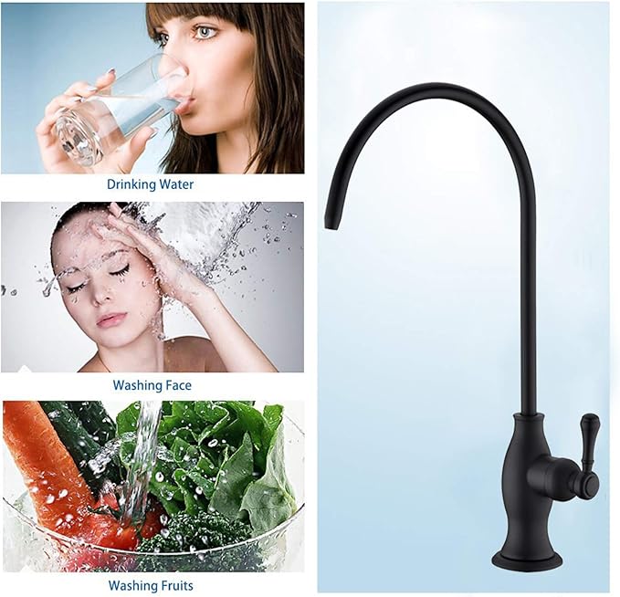 Delle Rosa Drinking Water Purifier Faucet, Commercial Filtration Faucets for Under Sink Water Filter System, Modern Stainless Steel Matte Black Kitchen Bar Sink Drinking Water Faucets,Non-Air Gap