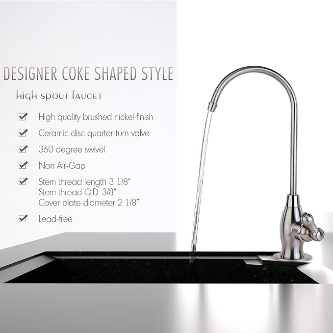 iSpring GK1-AB Reverse Osmosis Drinking Water Faucet, High Spout RO Faucet for Under Sink Water Filtration Systems,Antique Brass
