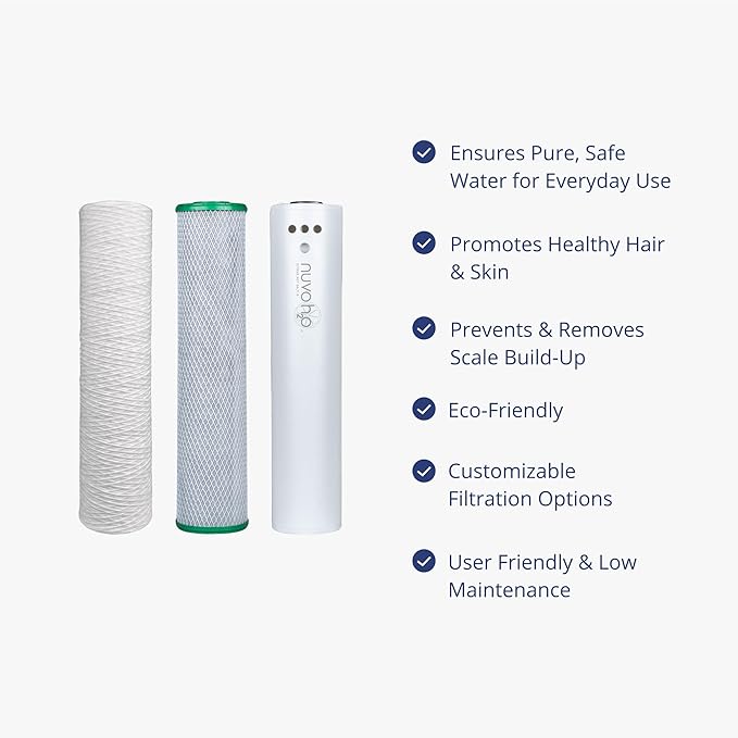 NuvoH2O Replacement Cartridge for Whole Home Trio System, Advanced 3-Stage Citrus Filtered, Salt-Free Water Filter System + Water Softener with Sediment & Chloramine Filtration – Healthy & Pure Water
