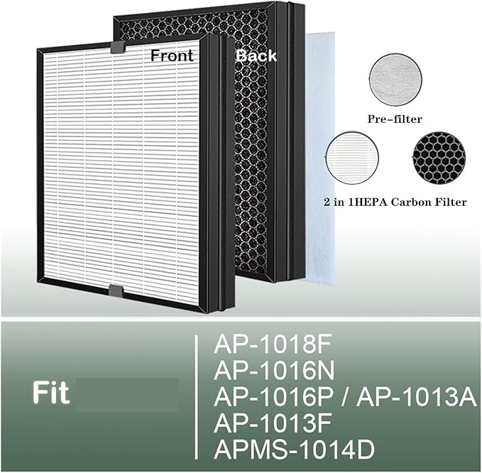 Air Purifier HEPA Filter,Compatible for Coway,Replacement Composite Activated Carbon Filter Spare Parts AP-1018F AP-1016N AP-1016P AP-1013A AP-1013F APMS-1014D
