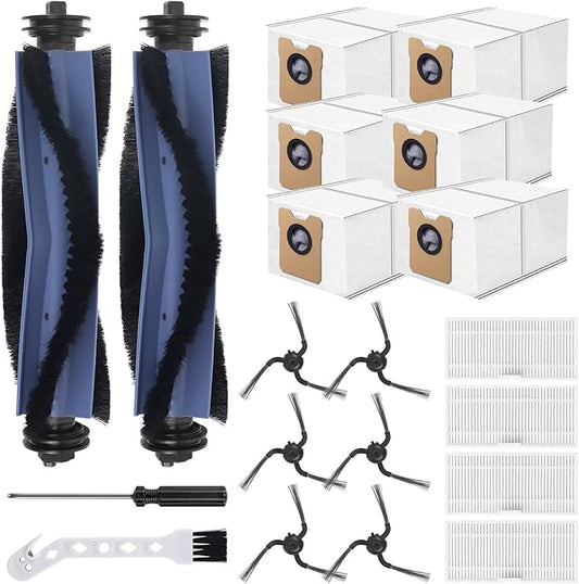 Replacement Parts for Eufy C10 Robot Vacuum Cleaner Accessories, 2 Roller Brush, 4 HEPA Filters, 6 Side Brushes, 6 Dust Bags, 1 Clean Tool, 1 Screwdriver