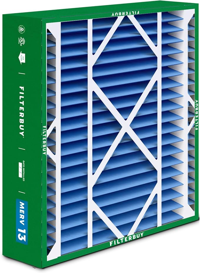 Filterbuy 20x21x5 Air Filter MERV 13 Optimal Smoke & Allergy Defense (4-Pack), Electrostatic Pleated HVAC AC Furnace Filters Replacement for Lennox and Electro-Air (Actual Size: 19.88 x 20.50 x 4.38)