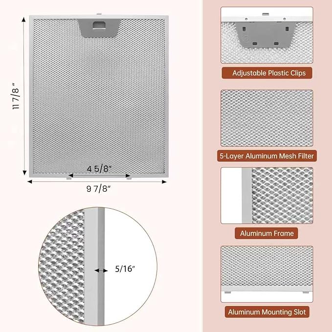 GE Range Hood Filter Replacement WB02X24871-3 Pack by oneket, 11-7/8"×9-7/8"×5/16" Metal Grease Filters, Compatible with GE JVW5361EJ1ES JVW5361EJ2ES JVW5361SJSS JVW5361BJ1TS