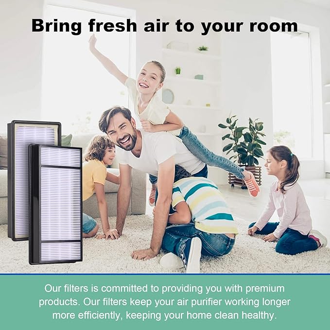 HRF-H1 True HEPA Replacement Filter H Compatible with Honeywell HRF-H2 Replacement for Honeywell Air Purifiers Model HPA050 HPA060 HPA150 HPA160 HHT055 HHT155 (2 Filter+6 Carbon)