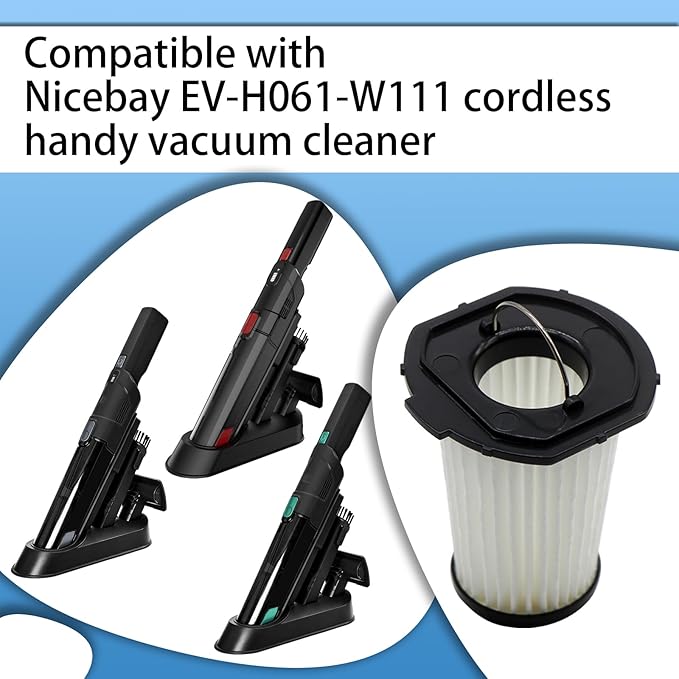 4 Pack HEPA Filter Compatible with Nicebay Vacuum Cleaner Cordless Handy Cleaner Models EV-H061