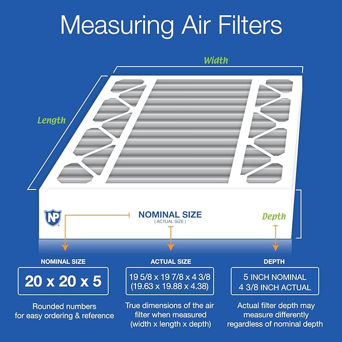 Nordic Pure 20x20x5 (Actual Size: 19 5/8 x 19 7/8 x 4 3/8) Honeywell Replacement Furnace Filters MERV 12 Plus Carbon 1 Pack