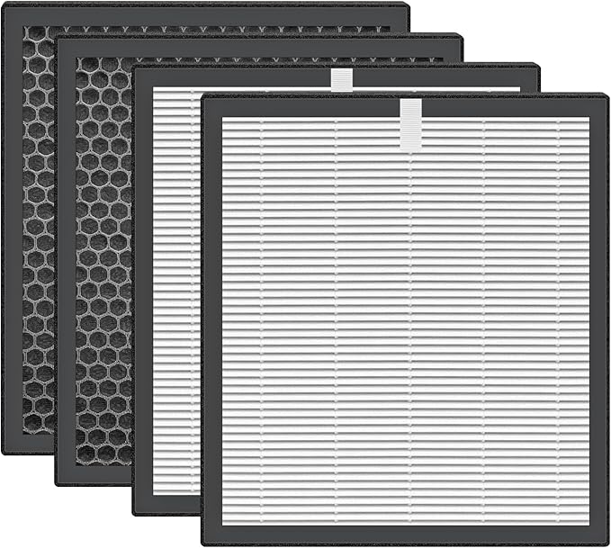 4 Pcs H13 Replacement Air Filter Compatible with Purairia ZWN-132 Air Purifier, H13 True Air Filter, High-Efficiency Activated Carbon