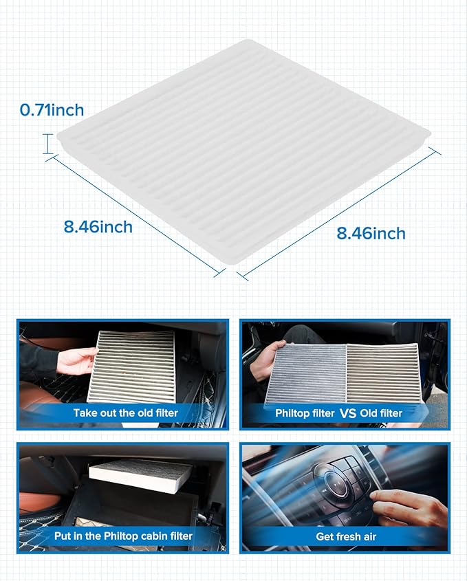 PHILTOP Cabin Air Filter w/Activated Carbon, Compatible with CF9846A Toyota Prius, Sienna, 4Runner, FJ Cruiser, Celica, Subaru Outback, Legacy, B9 Tribeca, Tribeca, Mitsubishi Endeavor, Galant