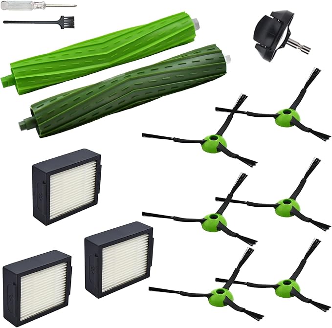 Replacement Parts Compatible with iRobot Roomba J7 J7+ J5 J5+ J6 J6+ J8 J8+ J9 J9+ i e j series Vacuum Cleaner Accessories Kit,Front Caster Wheel,Rubber Brushes,3 HEPA Filters,6 Side Brushes