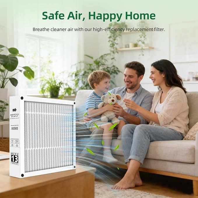 20x20x5 Furnace Filter MERV13 Compatible with Lennox X0585 HCF14-11 for Honeywell FC100A1011, Foldable(Actual Size:19.88 x 19.63 x 4.38 In) 2-Pack