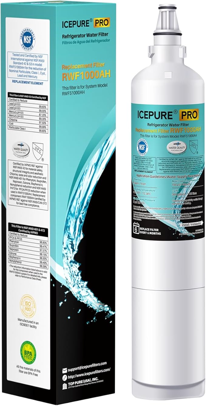 ICEPURE PRO NSF/ANSI 401 LT600p Replacement for LG 5231JA2006A KENMORE 9990, 5231JA2006B, KENMORECLEAR 46-9990, 5231JA2006A-S, WFC2001, LSC27931ST, FML-2, RWF1000A Refrigerator Water Filter 1PACK