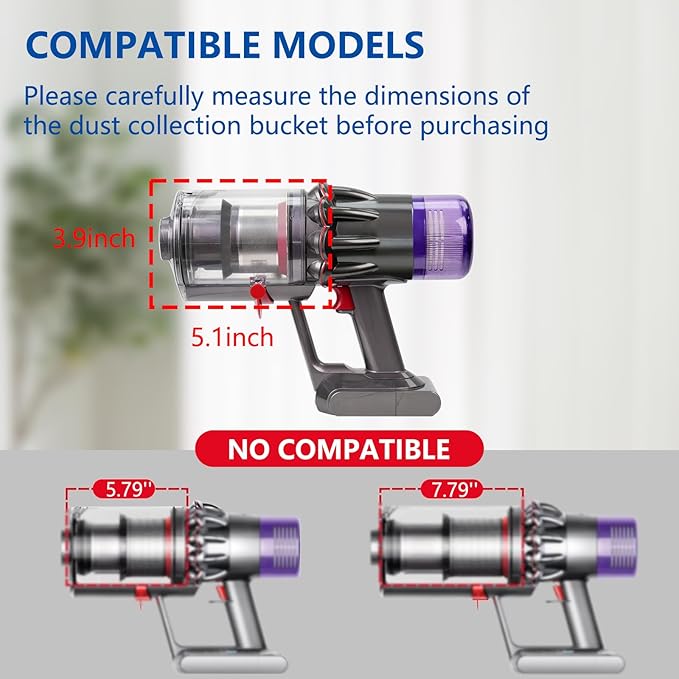 Dust Bin Replacement for Dyson SV30 SV46 SV20 V12 Detect Slim/SV18 V10 Digital Slim Vacuum Cleaner Canister Attachment Parts, Release Bin Compatible with Dyson Cordless Vacuum Part No.965272-01