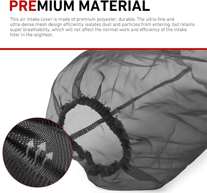 Car Air Intake Filter Sock Cover, Waterproof Dust-Proof High Flow Cold Air Filter Wrap, Cone Washable Element Protective Wrap Accessory, Universal for Most Cars (Large)