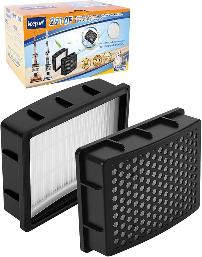 KEEPOW K3010 HEPA Replacement Filter Compatible with Kenmore Bagless Uprights & Intuition Bagged Vacuum Cleaner BU4022, BU4050,BU4020, BU4018, BU3040, DU2012, DU2015, DU5080, DU5092, DU2001, 2 Pack