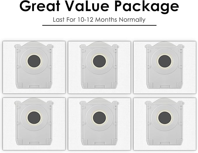 (6 Pack) X8 PRO OMNI Replacement Dust Bags Compatible with ECOVACS DEEBOT X8 PRO OMNI/ T80 Omni/ T30C Omni/ X9 Pro Omni/ T50 MAX PRO Omni/ T50 PRO Omni Robot Vacuum, Canister Bags, Vacuum Bags