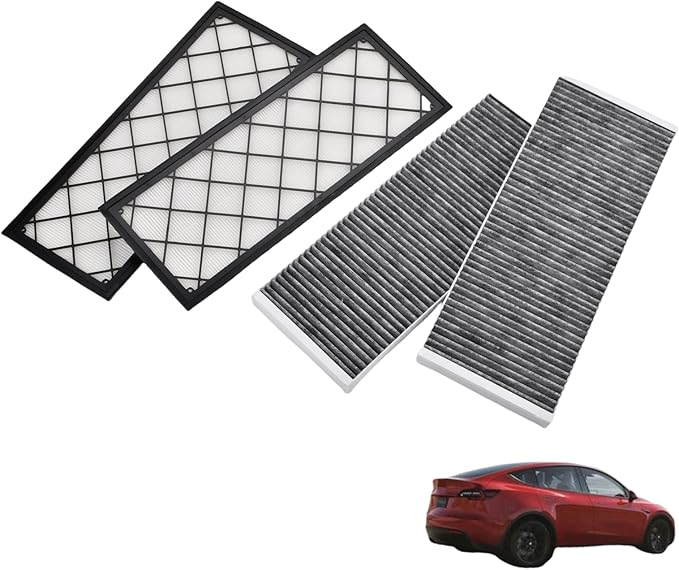 1658375-00-A 1658376-00-A Cabin Air Filter,Air Intake Filter with Activated Carbon,Fit for Tesla Model Y 2020-2024 Replace 1658375-00-A 1658376-00-A(4PCS)