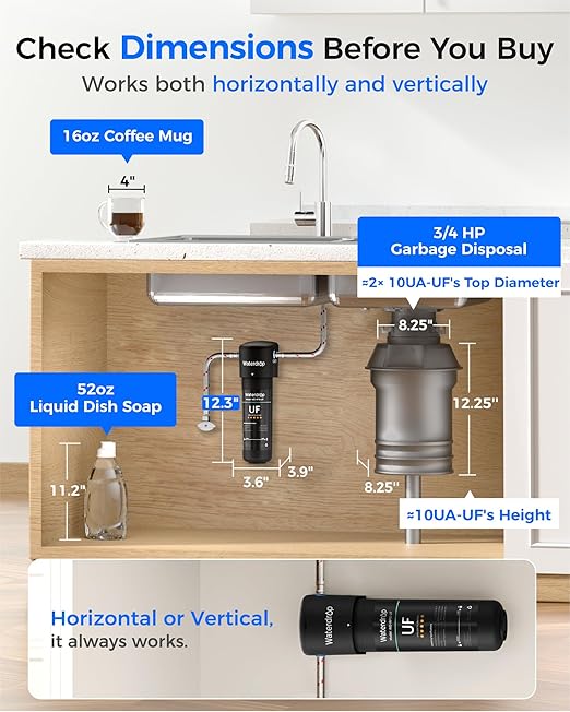 Waterdrop 10UA-UF 0.01 μm Ultra Filtration Under Sink Water Filter System, 1 Year, Reduces Lead, Chlorine, Bad Taste & Odor, Direct Connect to Kitchen Faucet, USA Tech