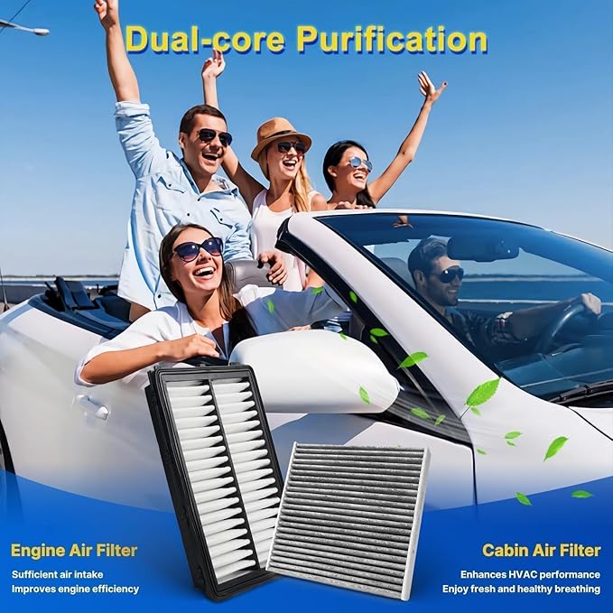 Cabin & Engine Air Filter Kit Fits 2021-2026 Santa/Sorento/K5, 2020-2026 Sonata, 2022-2026 Tucson, 2023-2026 Sportage (Not Fit Hybrid)