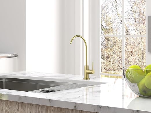 AguaStella AS09CB Brushed Gold Softly Stainless Steel Kitchen Water Filter Faucet RO Faucet for Most Reverse Osmosis Units or Water Filtration System in Non-Air Gap