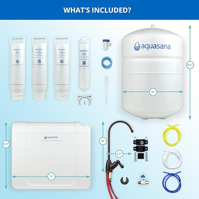 Aquasana SmartFlow™ Reverse Osmosis Water Filter System - High-Efficiency Under Sink RO Removes up to 99.99% of 90 Contaminants, Including Fluoride, Chlorine, and Lead - Oil Rubbed Bronze (ORB) Faucet