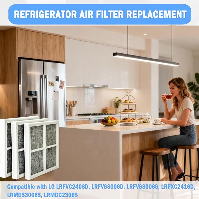 3 Pcs Refrigerator Air Filter Replacement Compatible with LG LRFVC2406D, LRFVS3006D, LRFVS3006S, LRFXC2416D, LRMDS3006S, LRMDC2306S