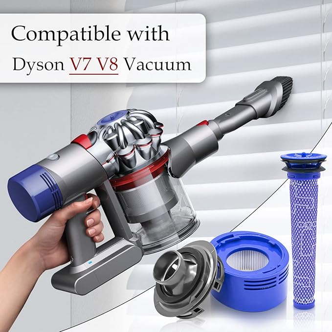 Motor Rear Cover Fit for Dyson V7 V8 Vacuum Cleaner, 1 Motor Real Cover 1 HEPA Post-Filter and 2 Pre-Filters Vacuum Filters Kit