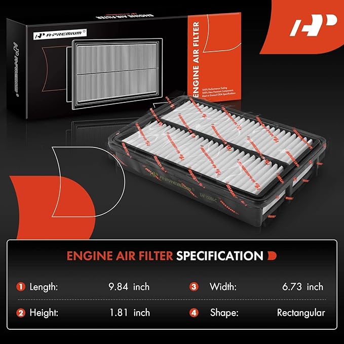 A-Premium Engine Air Filter Compatible with Hyundai Tucson 2005-2009 & Kia Sportage 2005-2010, 2.0L 2.7L, Rigid Panel, Replace# 28113-08000