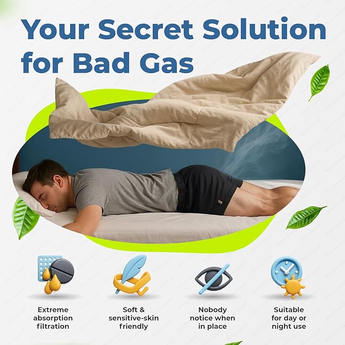 Gas pads absorb odors & sound, activated charcoal odor absorber flatulence pads, bad gas relief for adults, silence sound, women & men charcoal odor absorber underwear pads for buttocks. 5-Count P-5